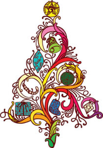 Illustration of colorful christmas tree